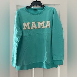 Nursing Queen Turquoise MAMA bling Sweatshirt 100 cotton medium
